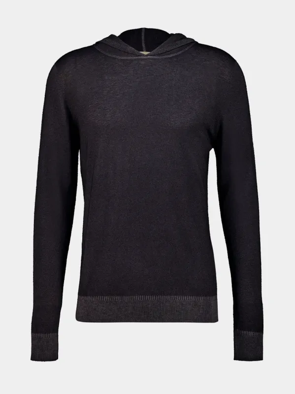 Faded Black Wool Hooded Jumper made by Fashion Clinic