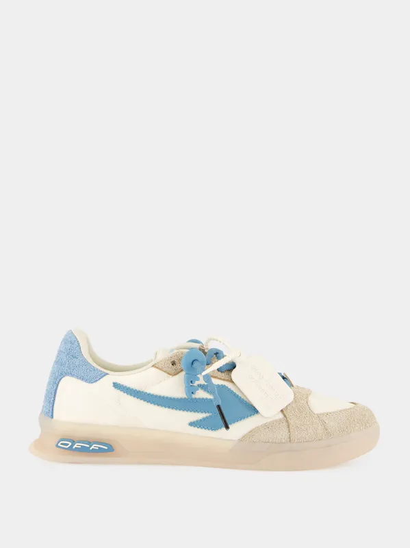 Cream White and Neon Blue End Of Play Sneakers made by Off-White