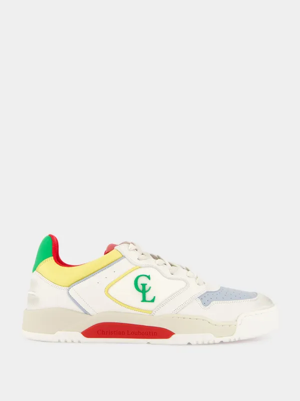 White Multicolour Leather Bsktball 1 RetroSneakers made by Christian Louboutin