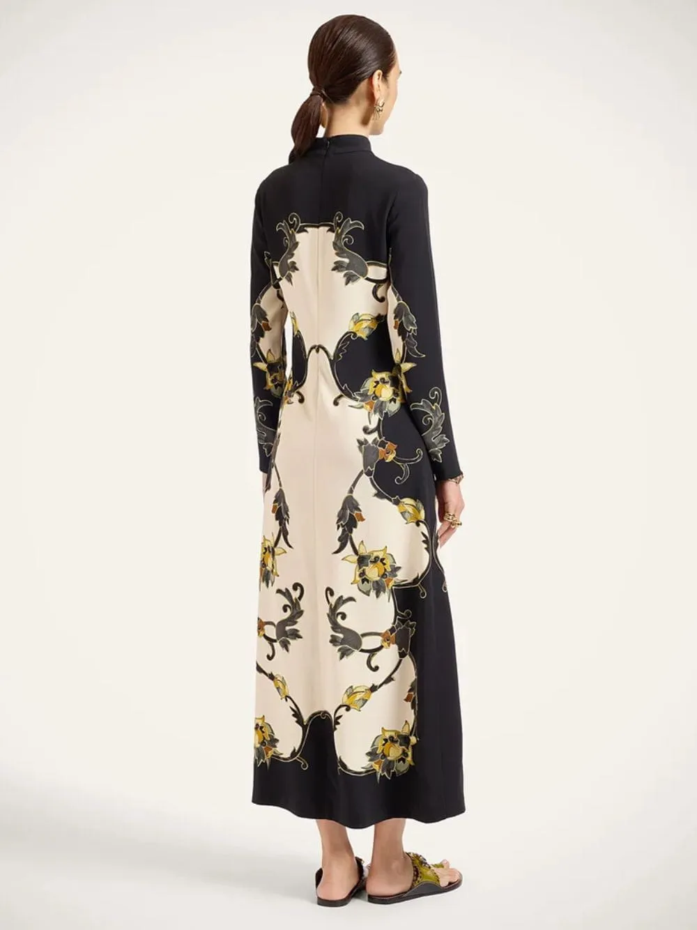Black Buttercup Print Satin Maxi Dress sold by Fashion Clinic product image thumbnail 3