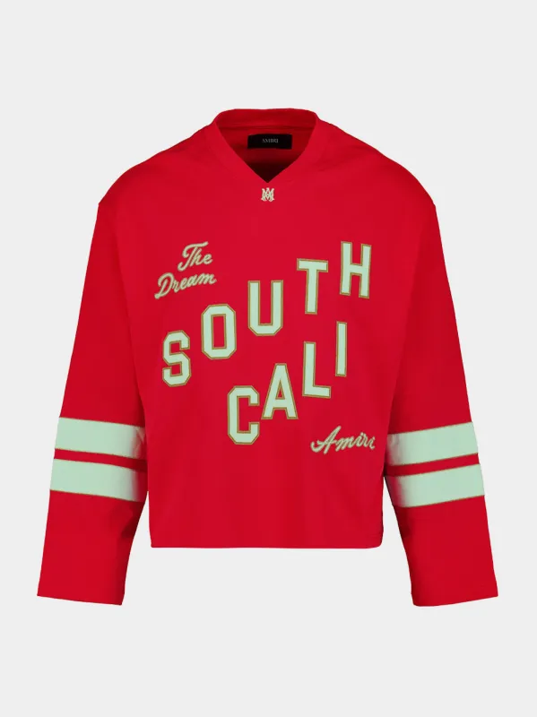 Ruby Red South Cali Football T-Shirt made by AMIRI