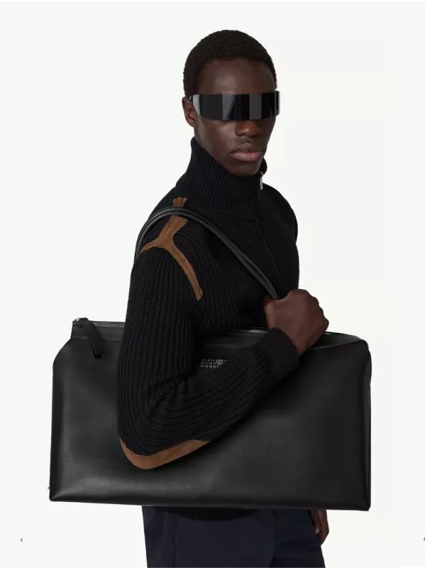 Black Leather Bauletto Weekend Bag made by Maison Margiela