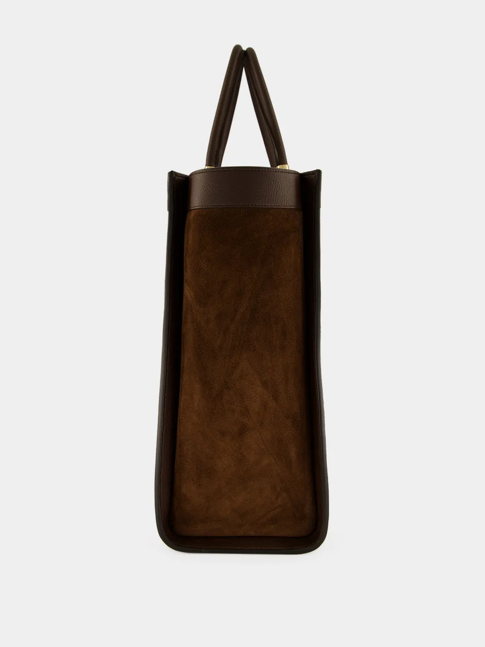 Dark Brown Suede Bamboo Large Tote Bag sold by Fashion Clinic product image thumbnail 3
