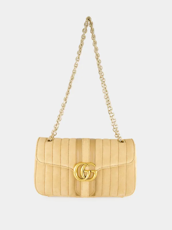 Sand GG Marmont Suede Shoulder Bag made by Gucci