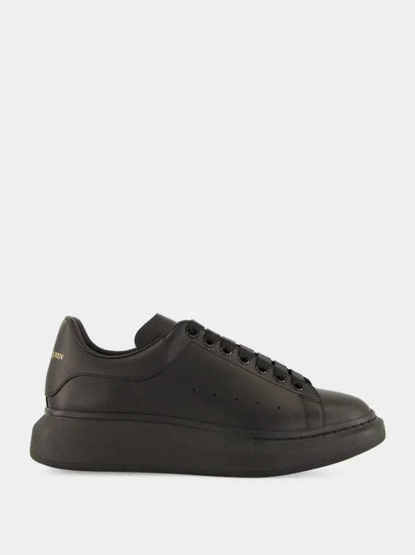 Black Oversized Leather Sneakers made by Alexander McQueen