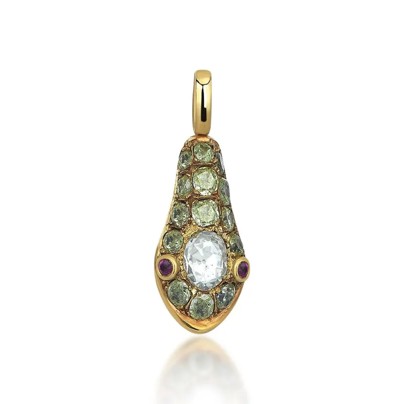 Old Cut Gold & Diamond Pendant made by Oriental Monkey