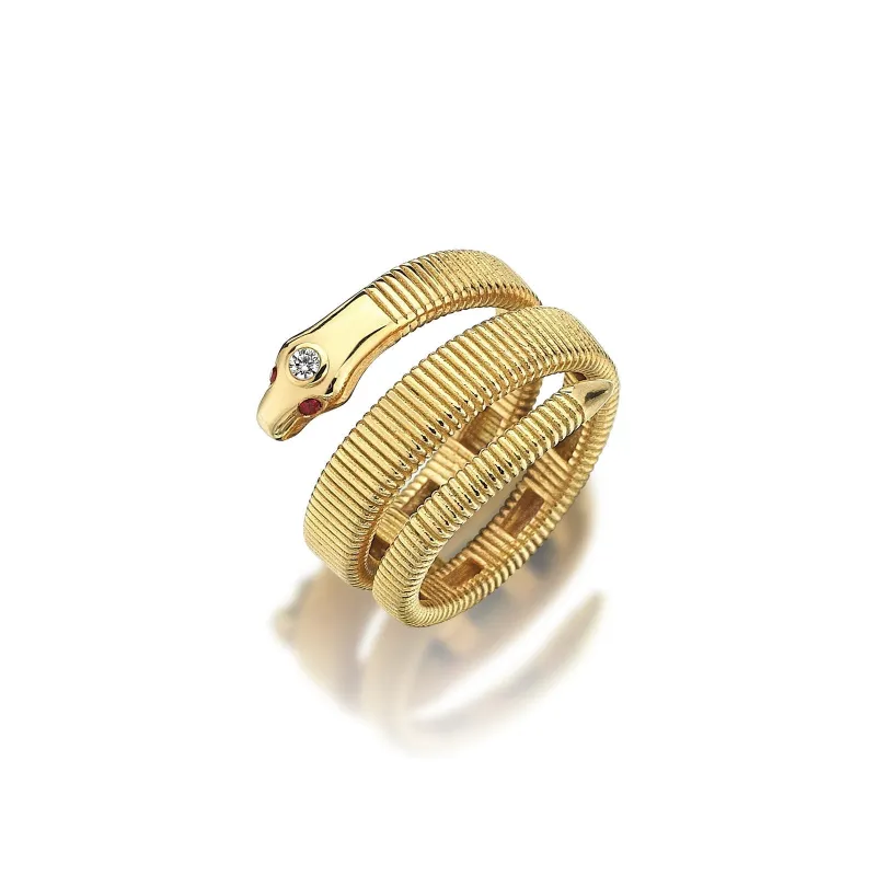 Red Eye Snake Gold Ring sold by Oriental Monkey
