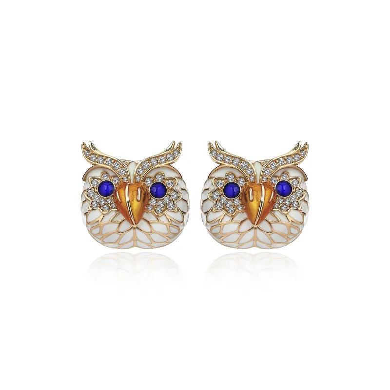 Blue Owls Gold Earrings sold by Oriental Monkey