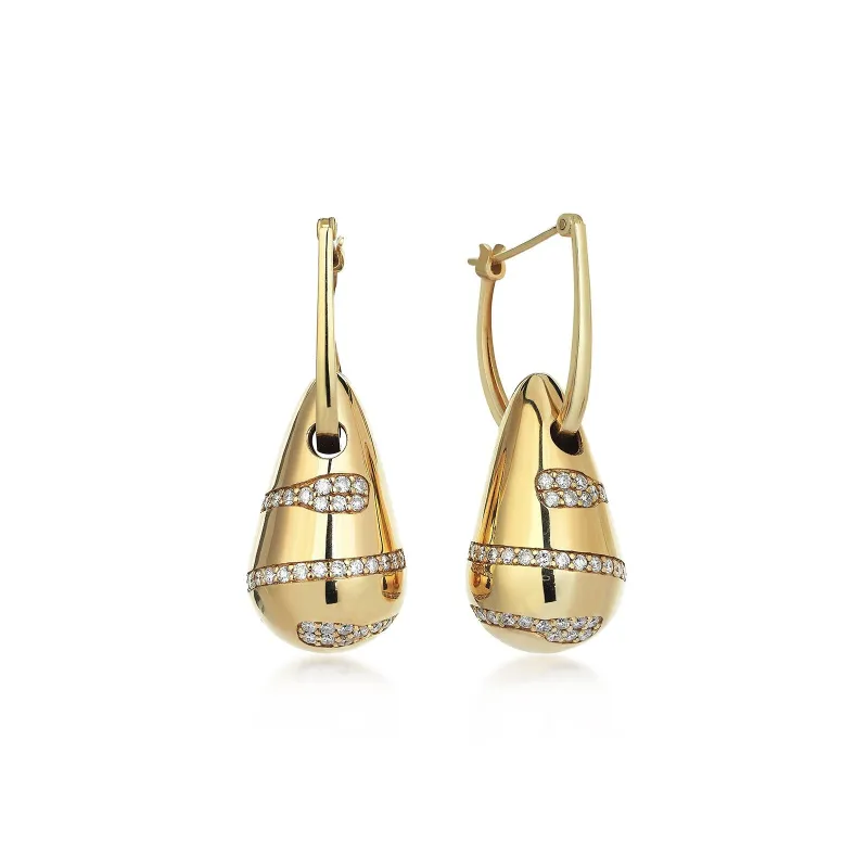 Curving Snake Drop Gold Earrings sold by Oriental Monkey