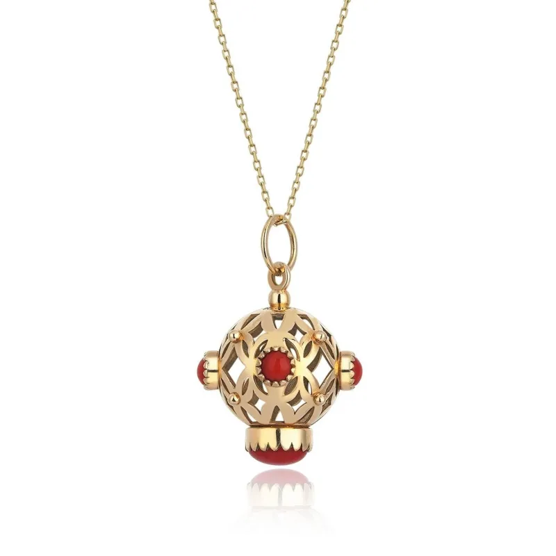 Coral Sphere  Gold Pendant sold by Oriental Monkey