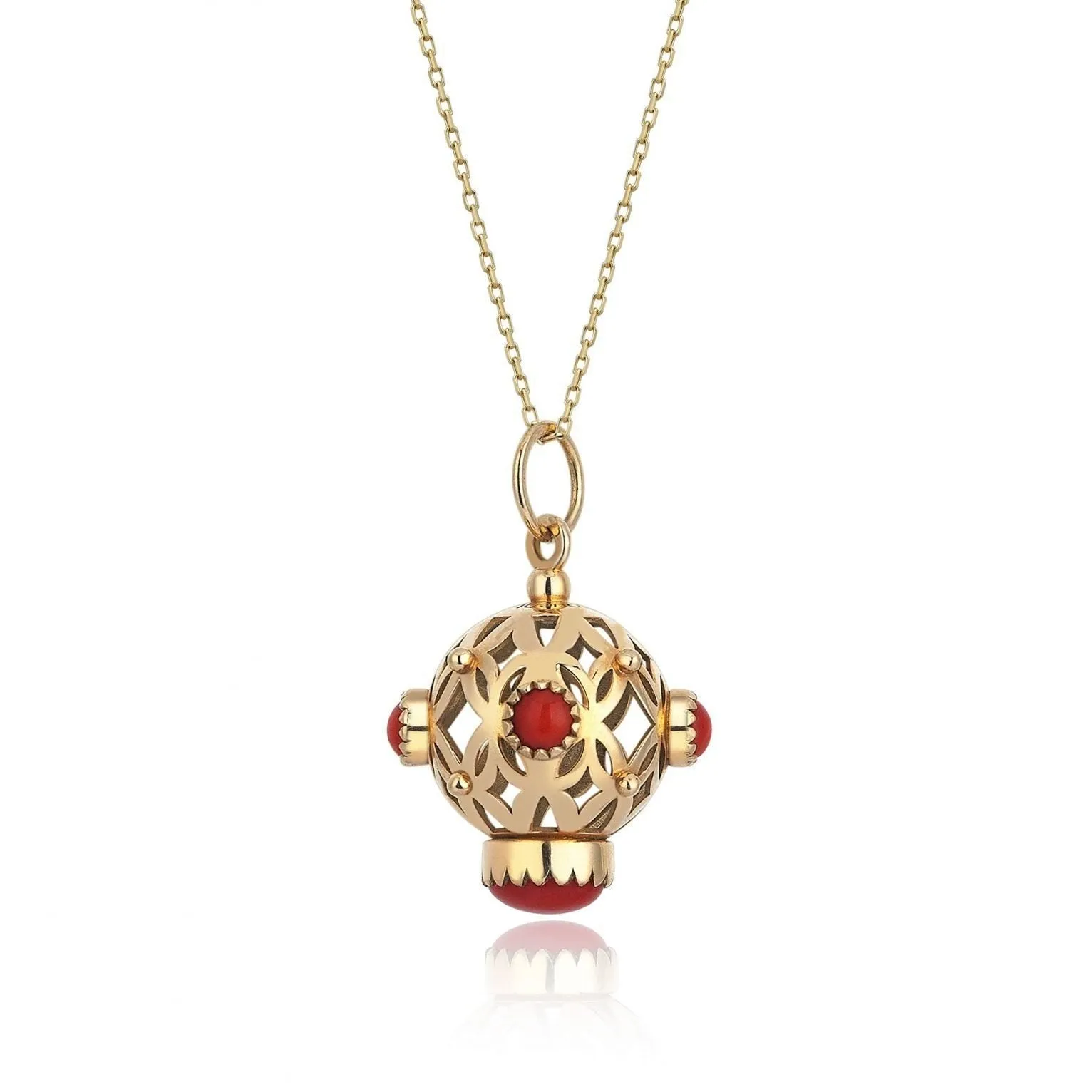 Coral Sphere Gold Pendant sold by Oriental Monkey