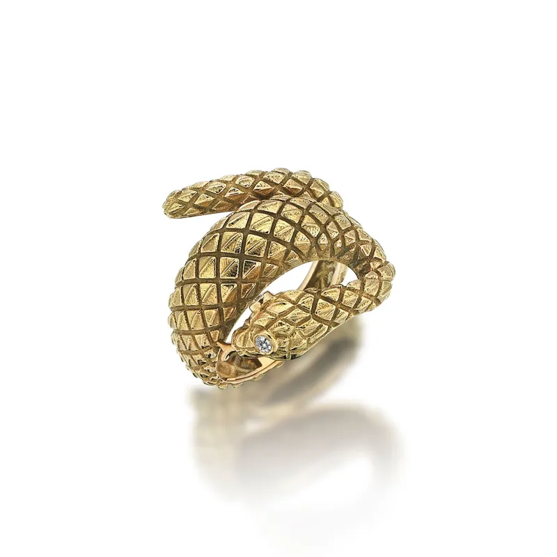 Diamond Eye Snake Gold Ring sold by Oriental Monkey