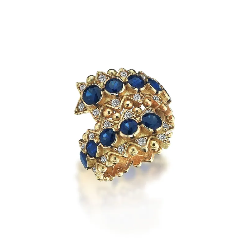 Blue İris Gold5 Sapphire Ring made by Oriental Monkey