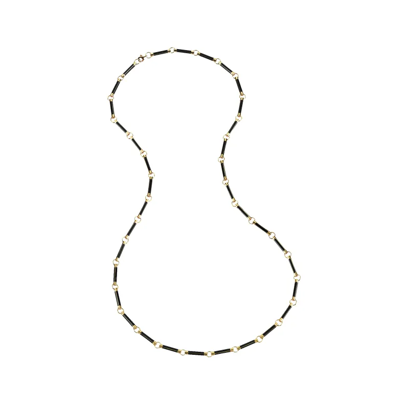 Retro Gold Necklace With Black Enamel sold by Oriental Monkey