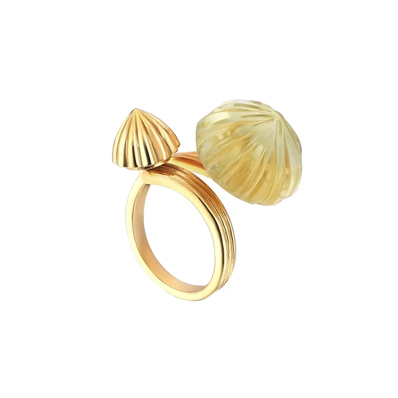 Double Dome Gold Ring Gold & Yellow Topaz sold by Oriental Monkey