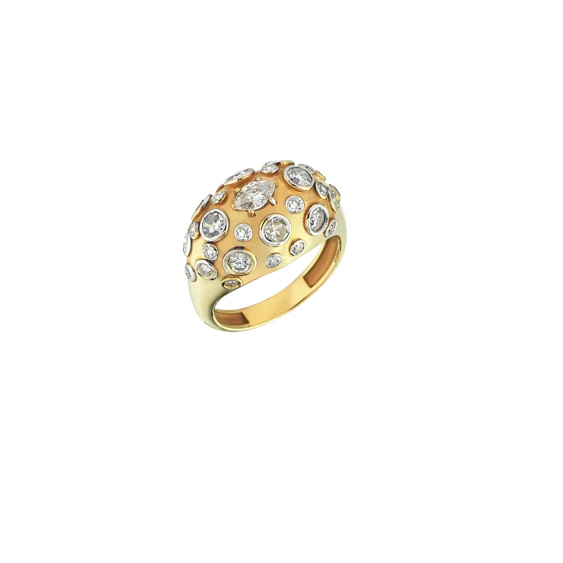 Sand Diamond Gold Ring made by Oriental Monkey