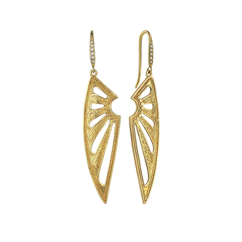 Shield Gold Earrings With Diamonds sold by Oriental Monkey