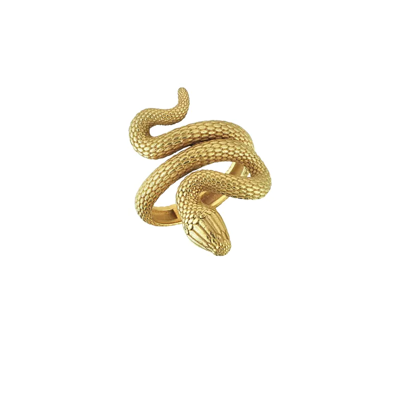 Long Snake Gold Ring sold by Oriental Monkey
