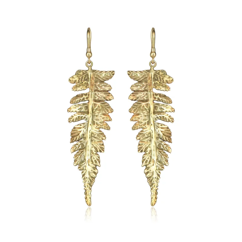 Drop Leaves Gold Earrings sold by Oriental Monkey