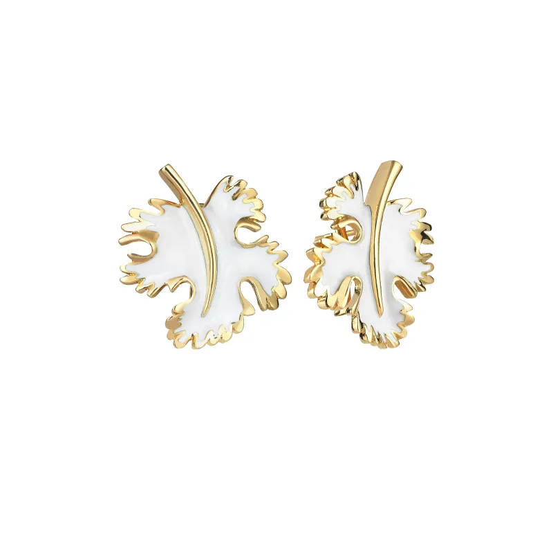 Leaf Gold Earrings made by Oriental Monkey