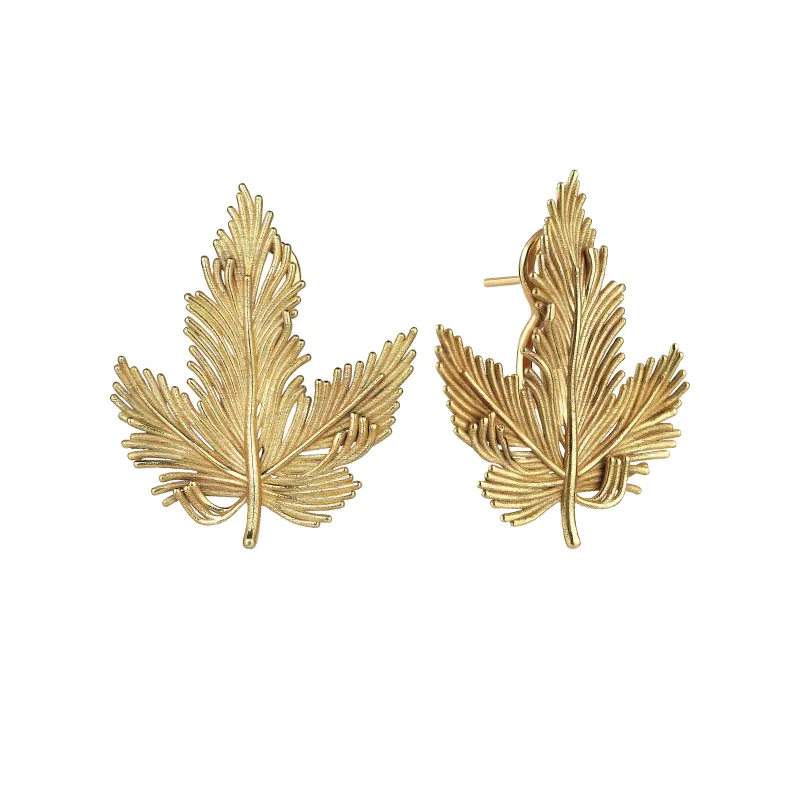Plane Tree Gold Earrings sold by Oriental Monkey