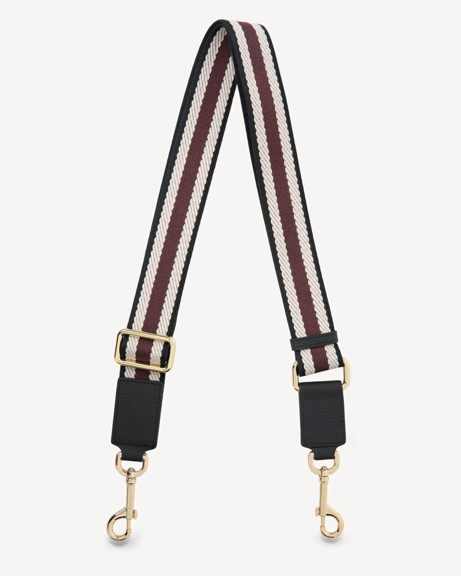 Feature Strap Webbing Black + White + Merlot sold by Saben