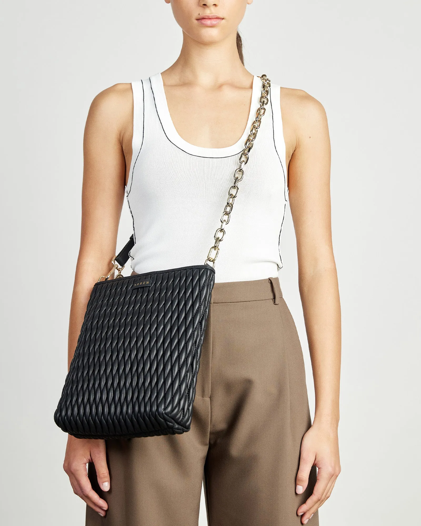 Feature Strap Chain Gold Link + Black Leather sold by Saben product image thumbnail 2