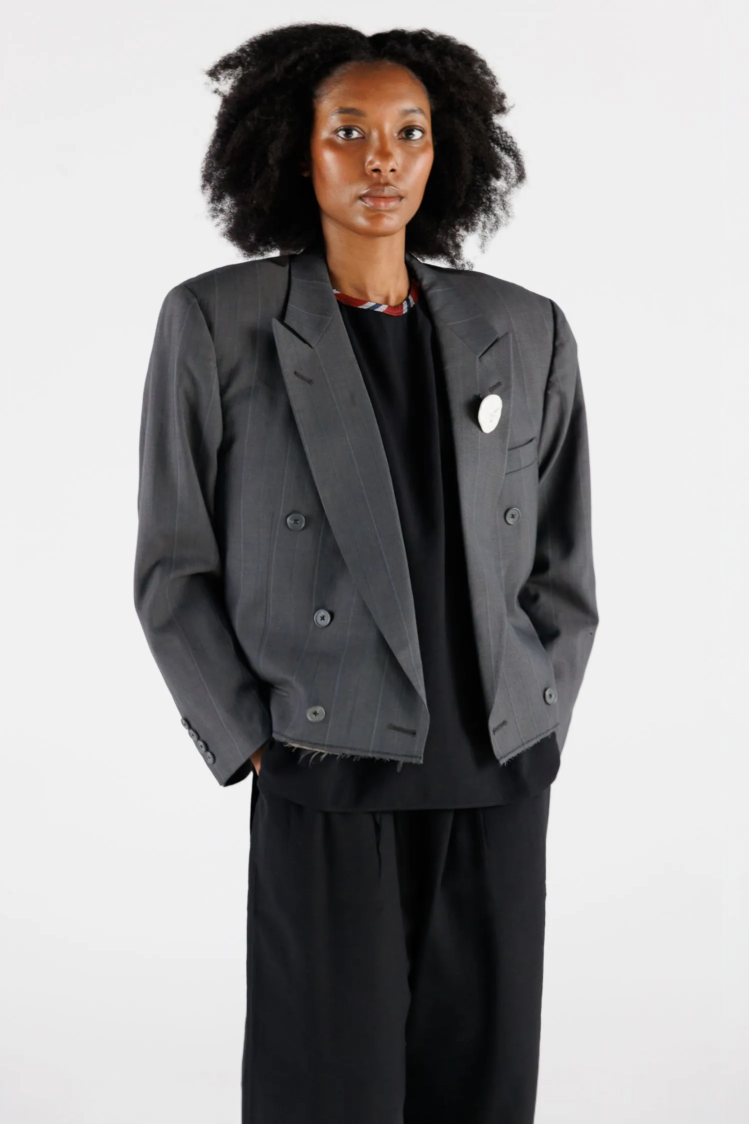 UPCYCLED CROPPED BLAZER sold by EMOTE product image thumbnail 4