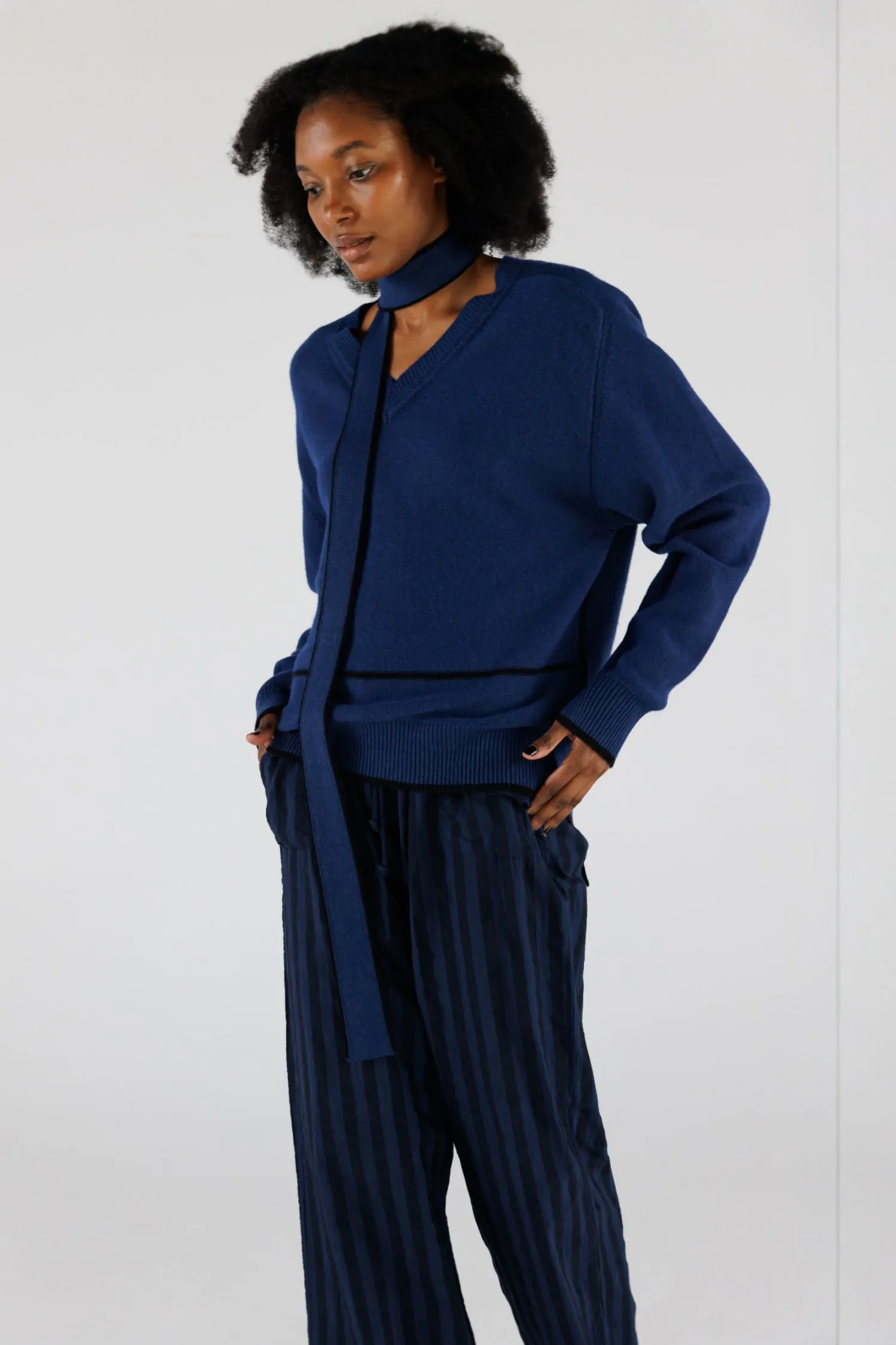 V NECK SCARF SWEATER sold by EMOTE product image thumbnail 4