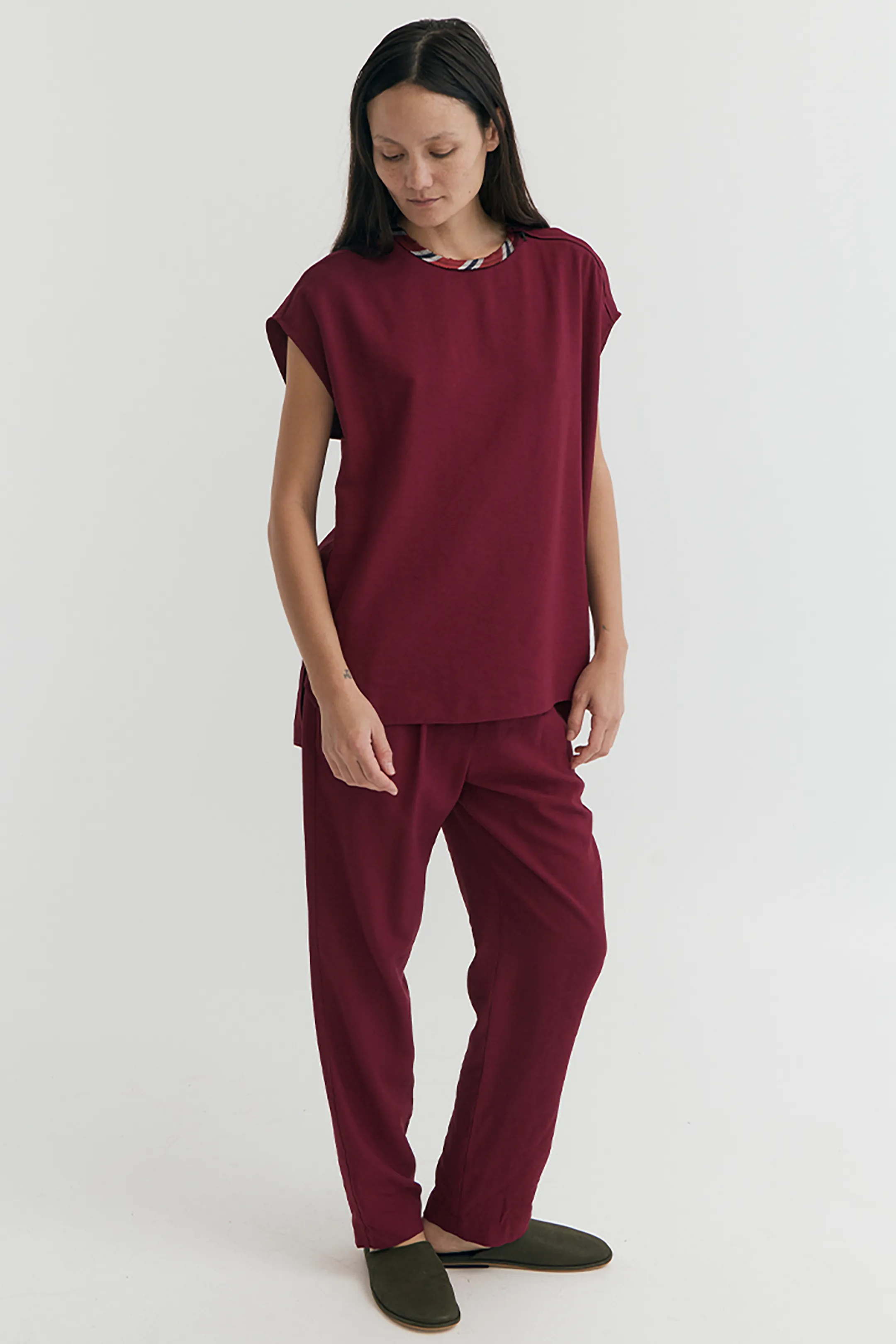 SLEEVELESS SIDE ZIP TOP PLUM sold by EMOTE