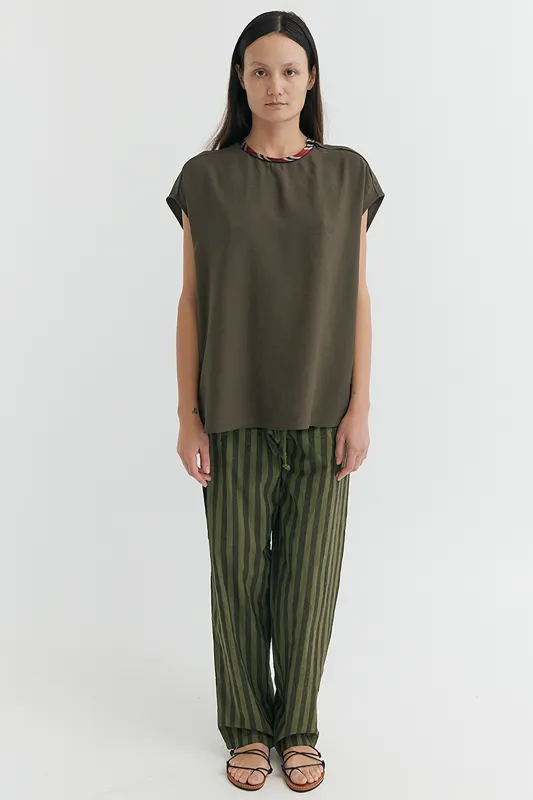 SLEEVELESS SIDE ZIP TOP OLIVE sold by EMOTE