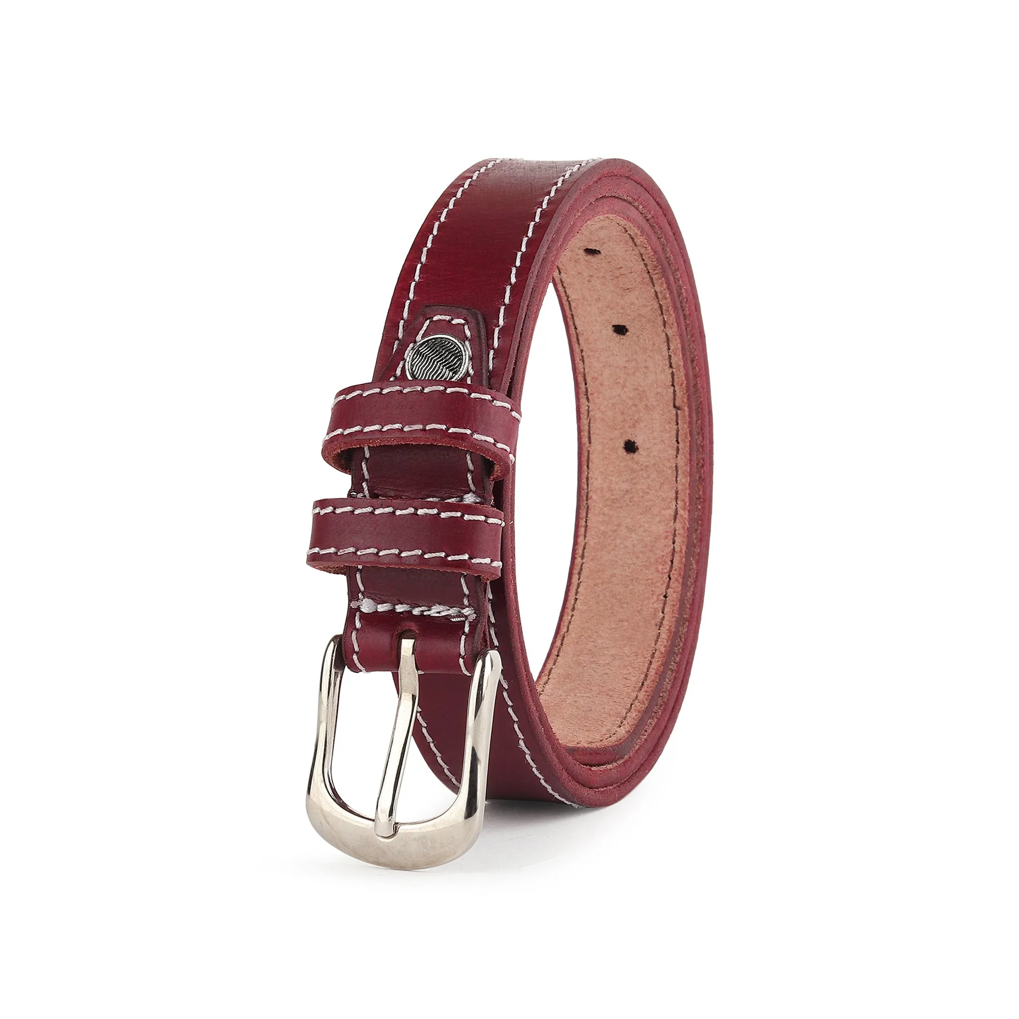 Women's Slim Leather Belt - Cherry Red sold by Classy Leather Bags product image thumbnail 5
