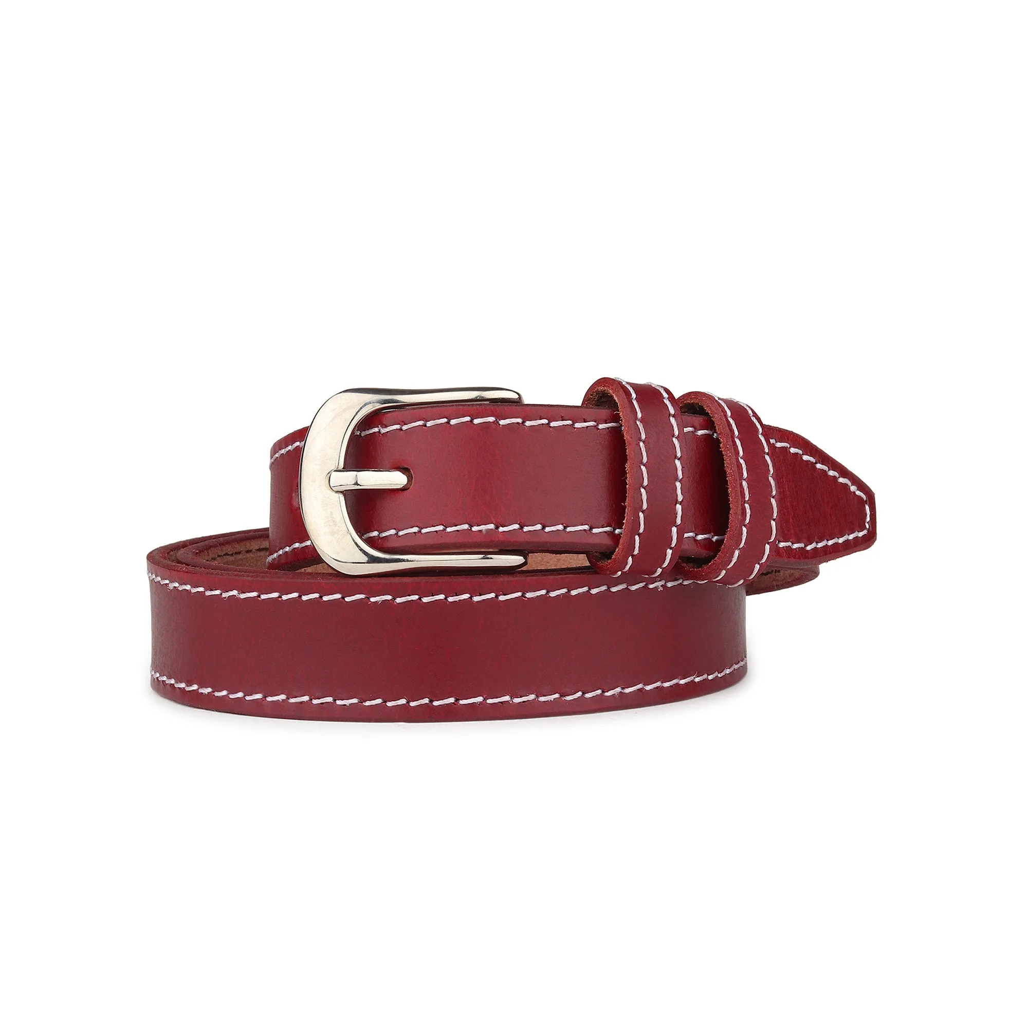 Women's Slim Leather Belt - Cherry Red sold by Classy Leather Bags product image thumbnail 3