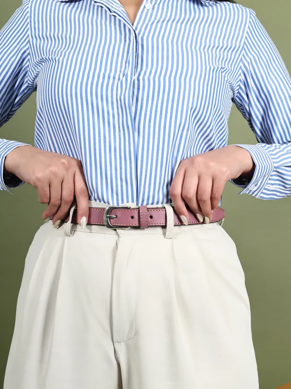 Women's Slim Leather Belt-Viola Purple sold by Classy Leather Bags