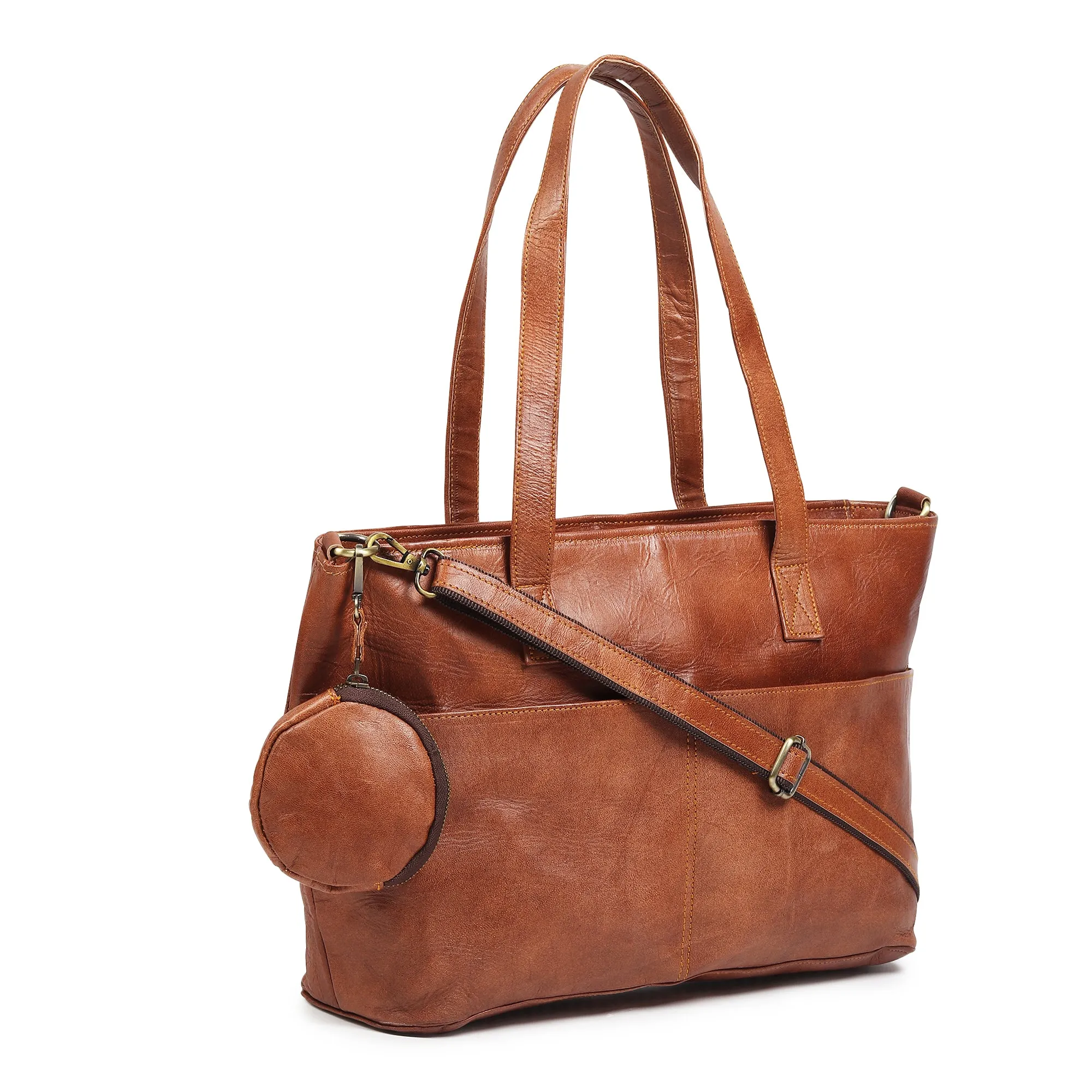 Daily Leather Market Tote - Brown sold by Classy Leather Bags product image thumbnail 3