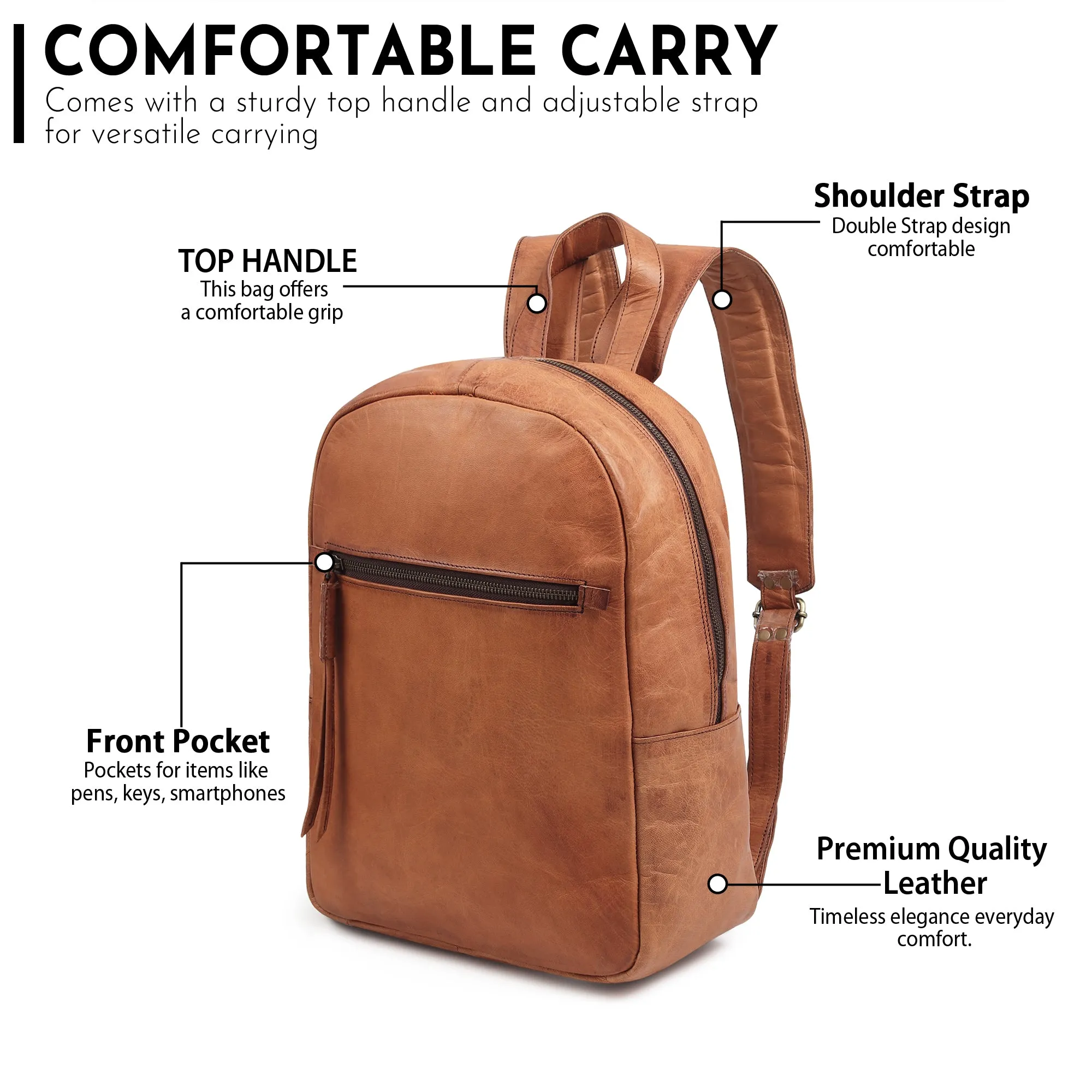 Urban Lite Leather Backpack sold by Classy Leather Bags product image thumbnail 5