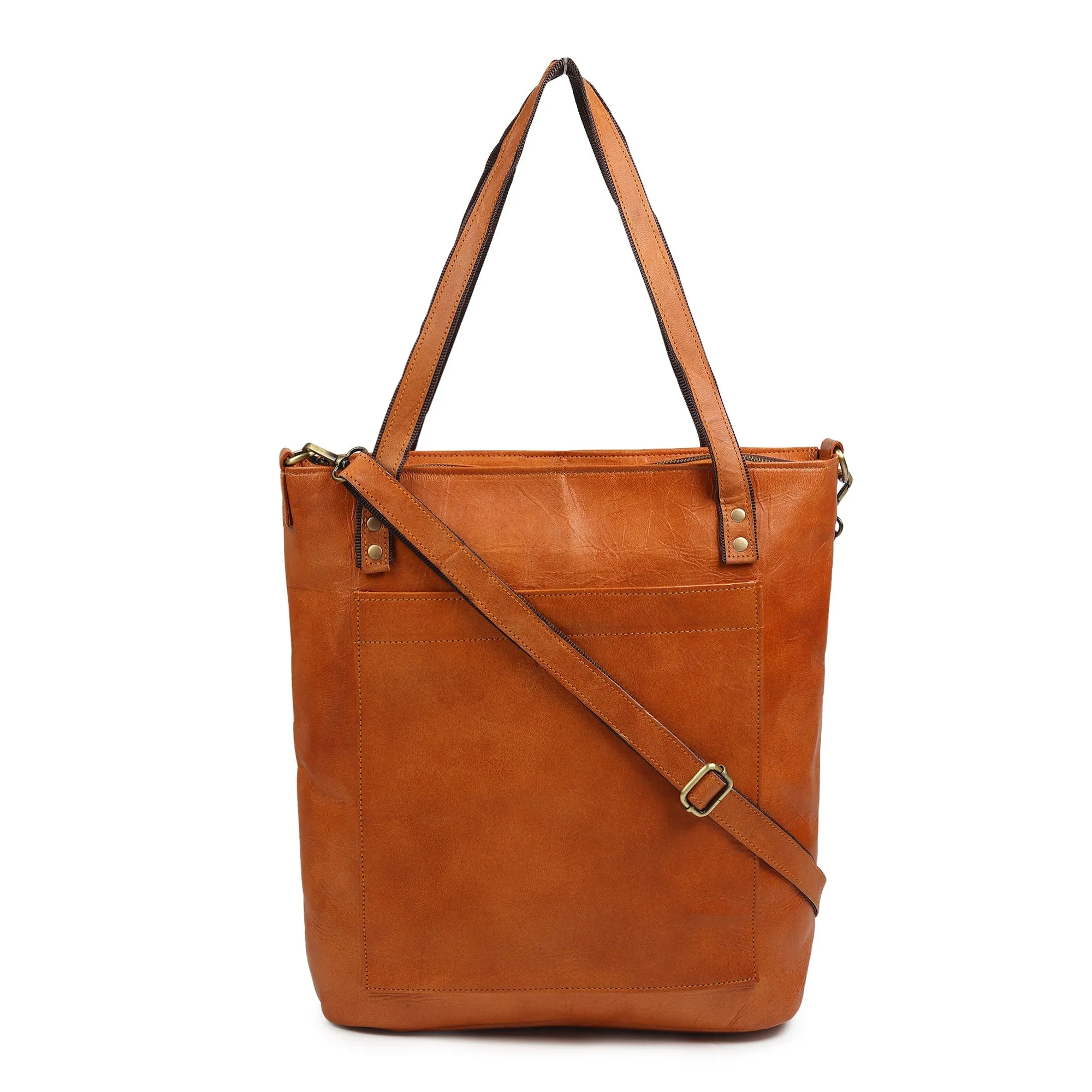 Classic Vertical Leather Tote sold by Classy Leather Bags product image thumbnail 3