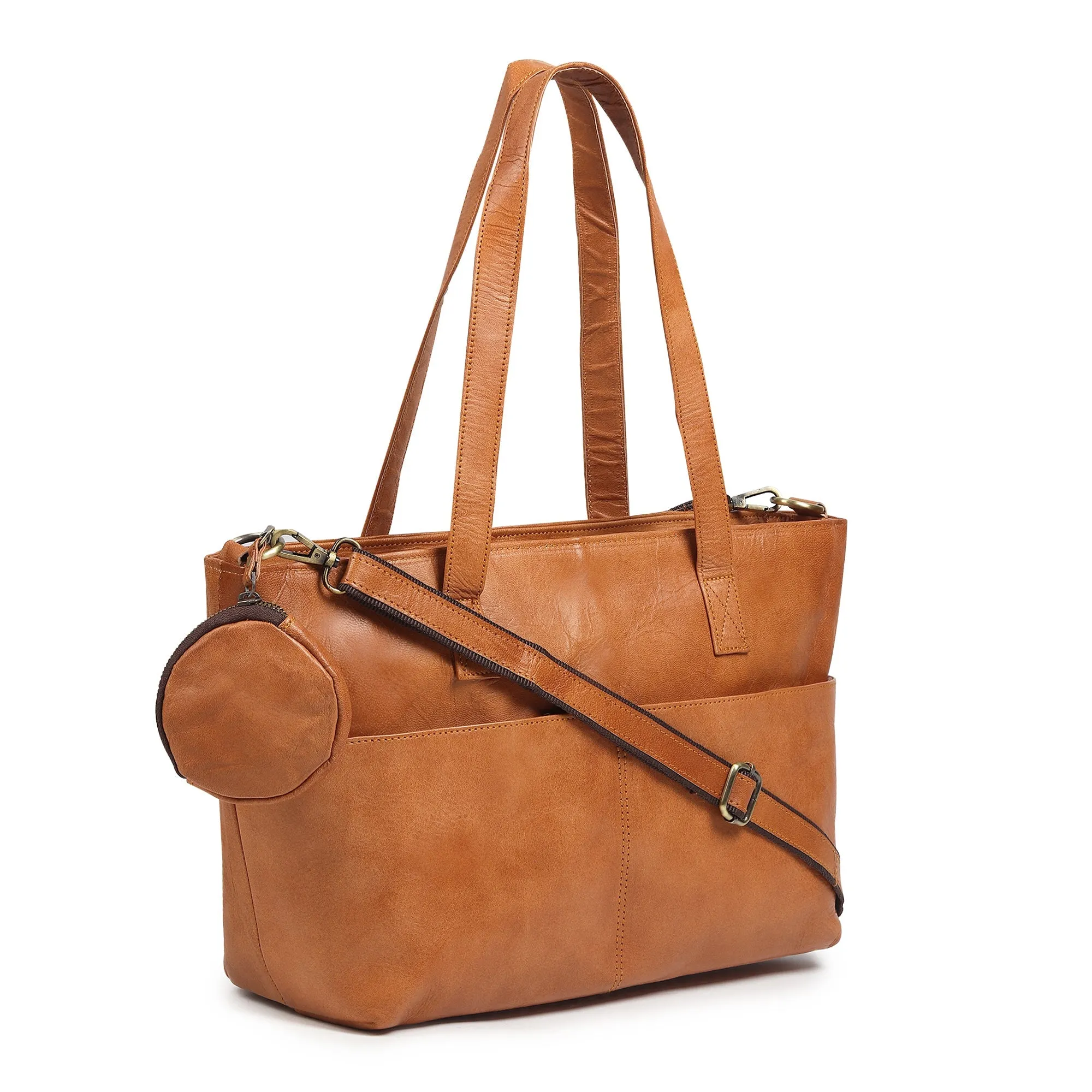 Daily Leather Market Tote - Tan sold by Classy Leather Bags product image thumbnail 3