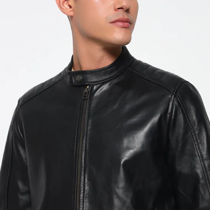 Urban Black Leather Jacket sold by Classy Leather Bags product image thumbnail 3