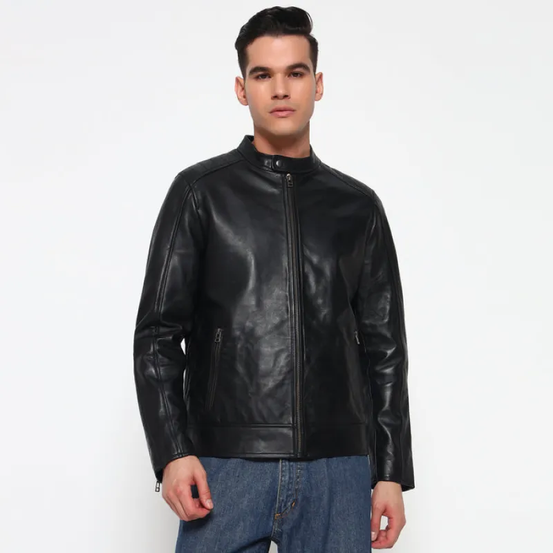 Urban Black Leather Jacket sold by Classy Leather Bags