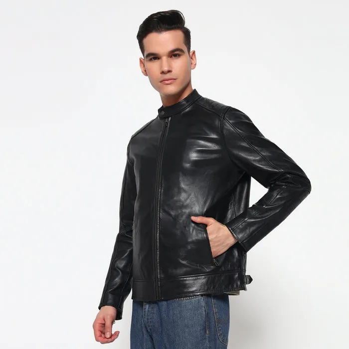 Urban Black Leather Jacket sold by Classy Leather Bags product image thumbnail 4