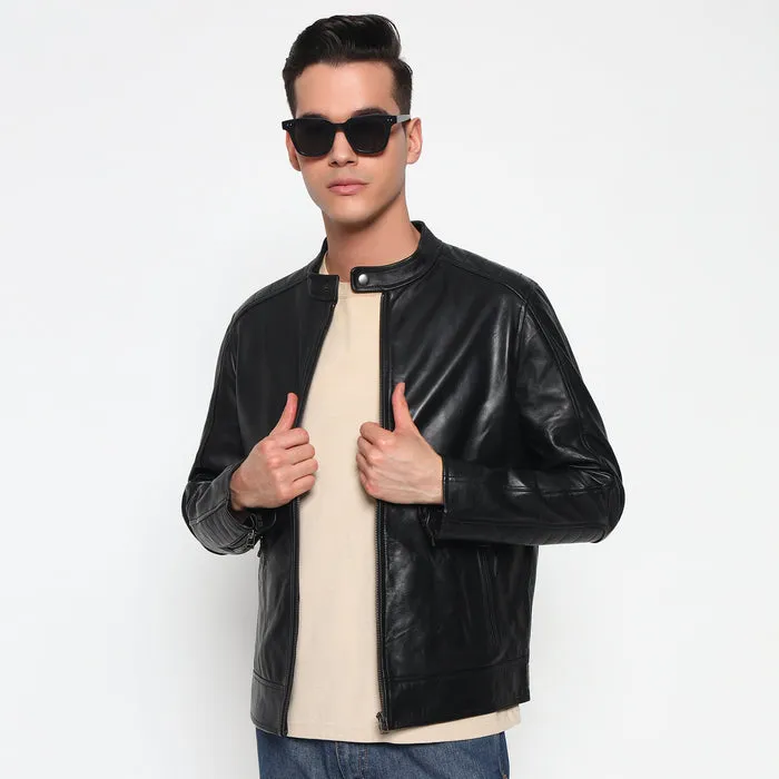 Urban Black Leather Jacket sold by Classy Leather Bags product image thumbnail 5