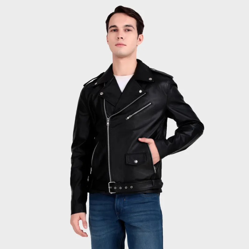 Motorcycle Black Leather Jacket sold by Classy Leather Bags