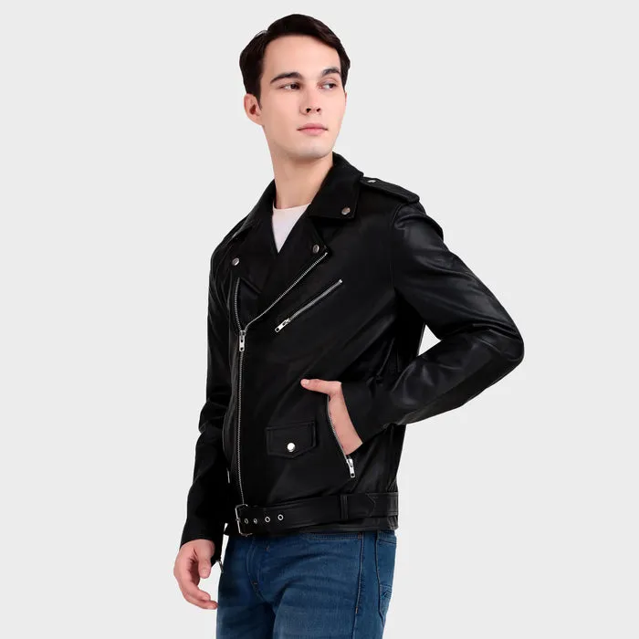 Motorcycle Black Leather Jacket sold by Classy Leather Bags product image thumbnail 4