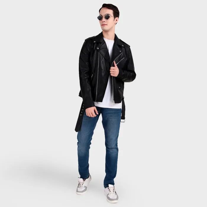 Motorcycle Black Leather Jacket sold by Classy Leather Bags product image thumbnail 2