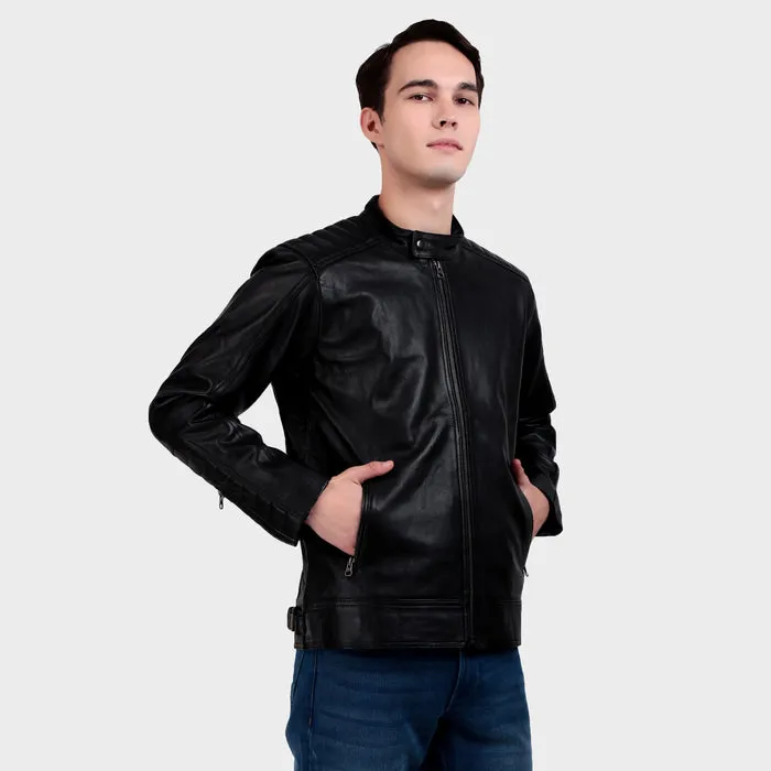 Premium Men’s Black Leather Jacket sold by Classy Leather Bags product image thumbnail 3