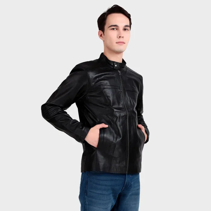 Bomber Black Leather Jacket sold by Classy Leather Bags product image thumbnail 3
