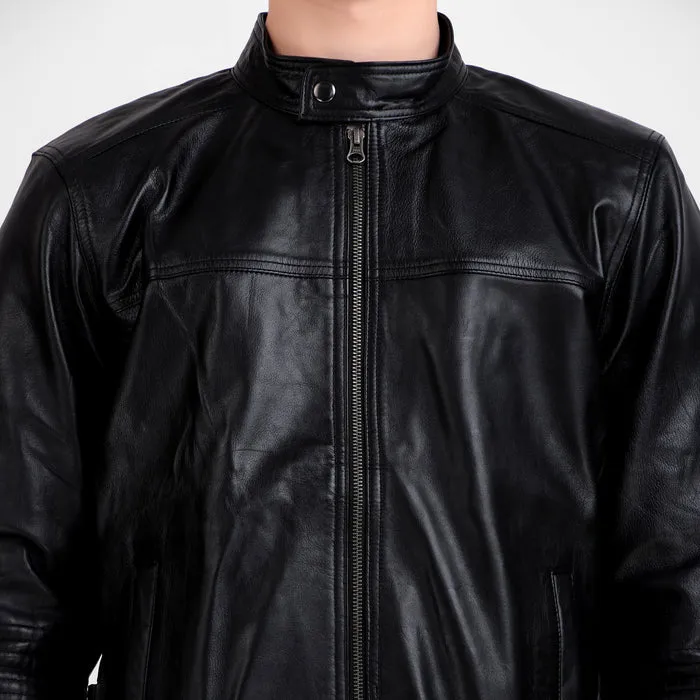 Bomber Black Leather Jacket sold by Classy Leather Bags product image thumbnail 2