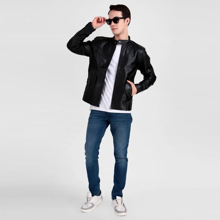 Bomber Black Leather Jacket sold by Classy Leather Bags product image thumbnail 4