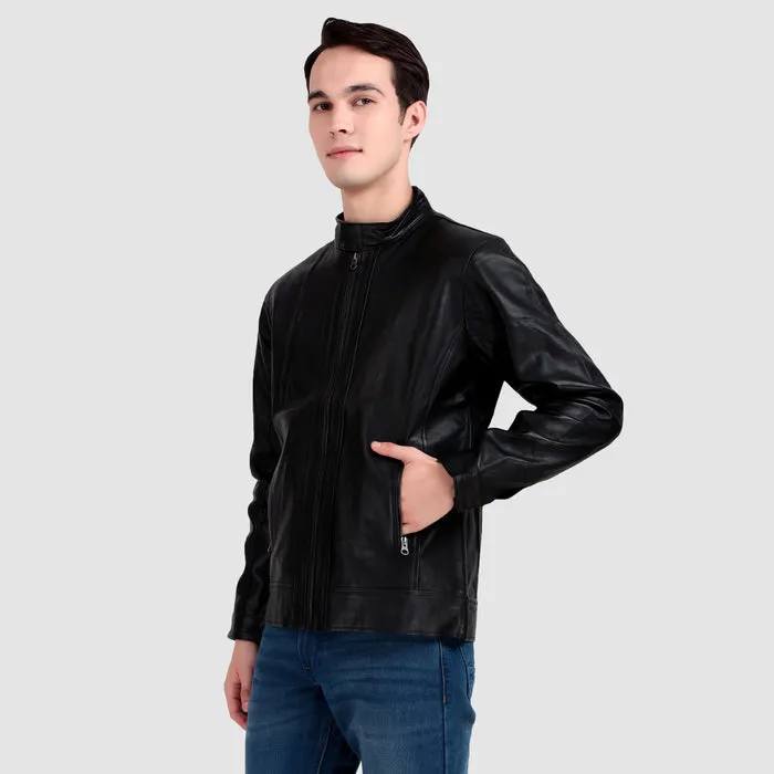 Iconic Plain Black Moto Jacket sold by Classy Leather Bags product image thumbnail 4